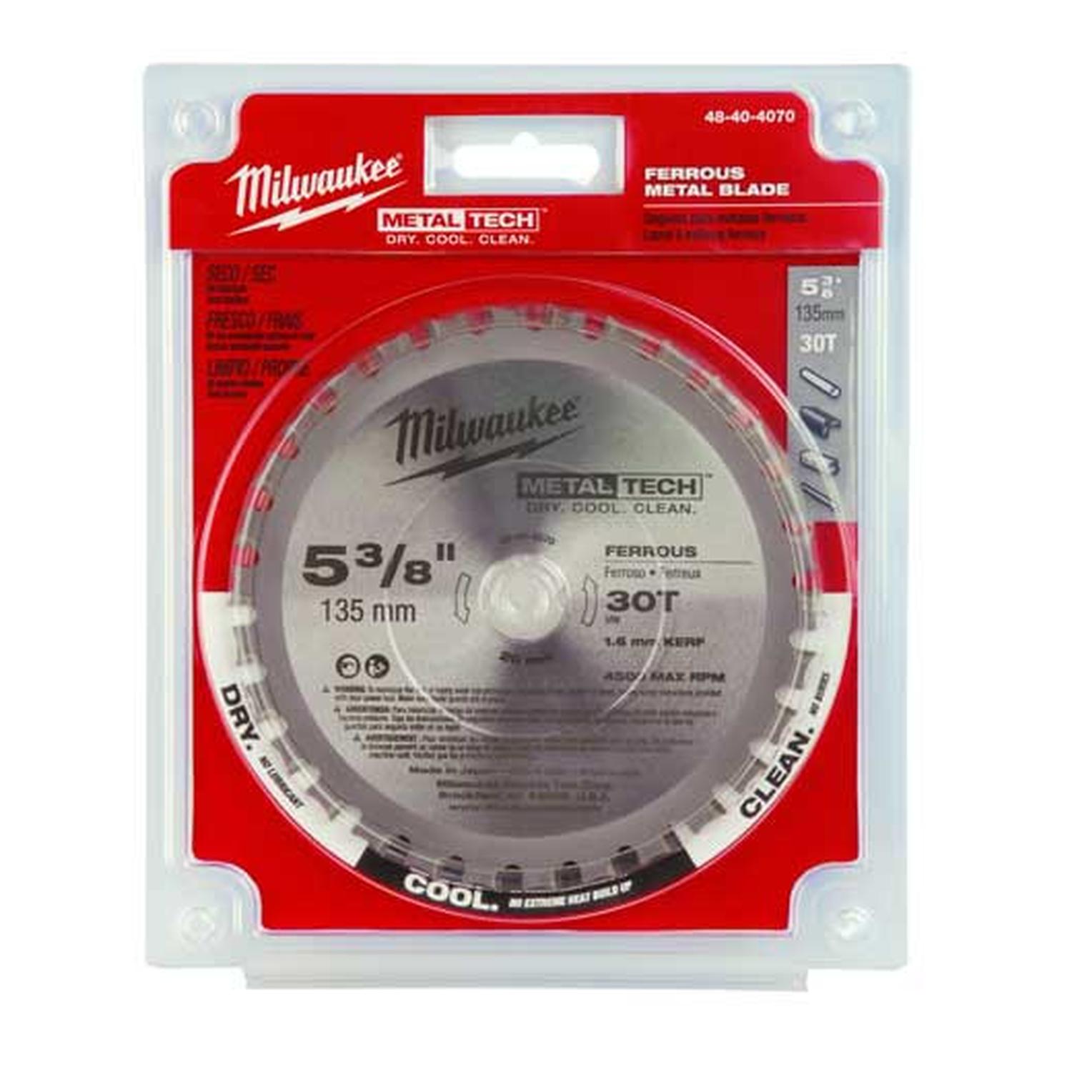 MILWAUKEE 48-40-4070 DISCO DE CORTE DE CARBURO DE TUGSTENO de 5-3 / 8 "30T