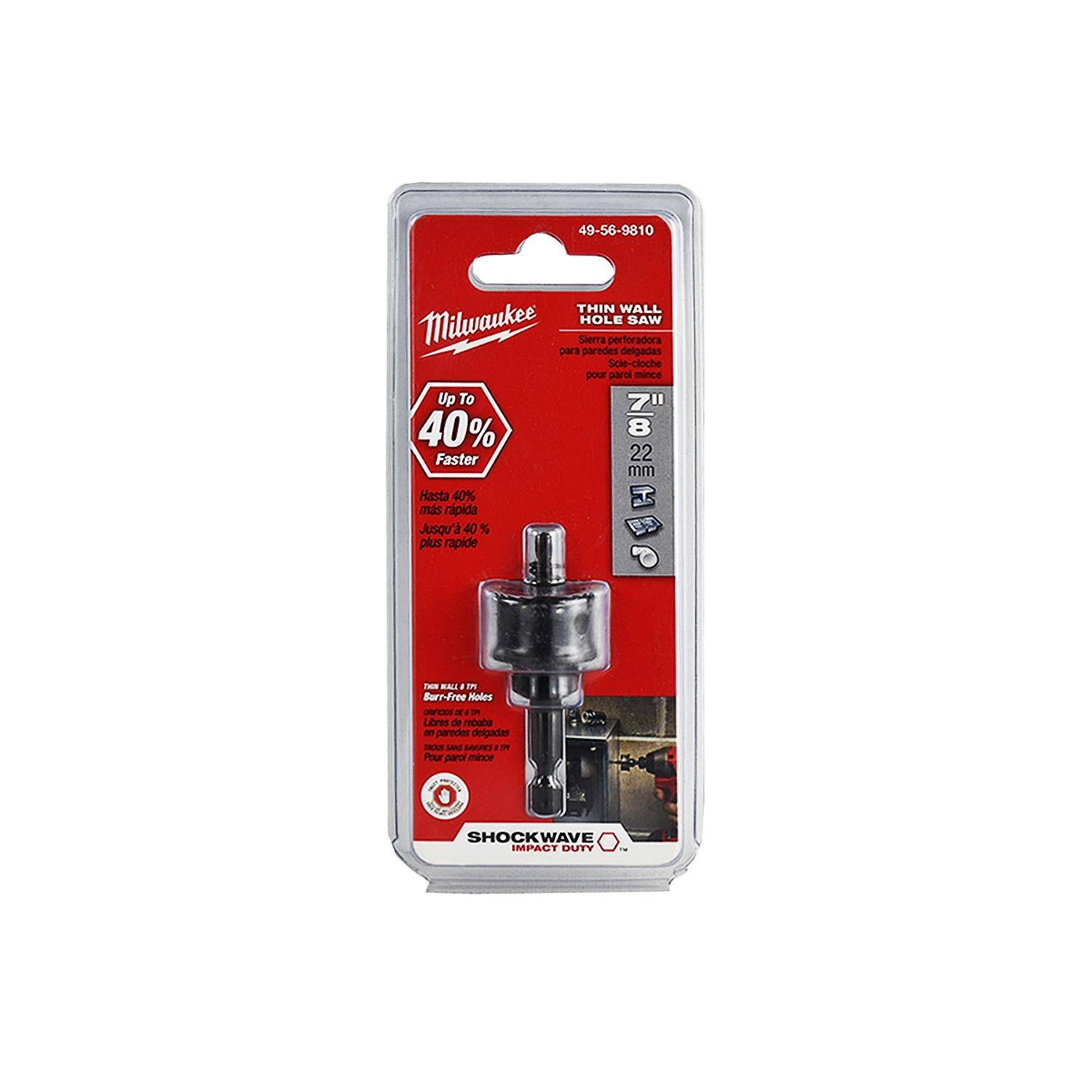 MILWAUKEE 49-56-9810 Broca sierra 7/8" socket 1/4" hexagonal