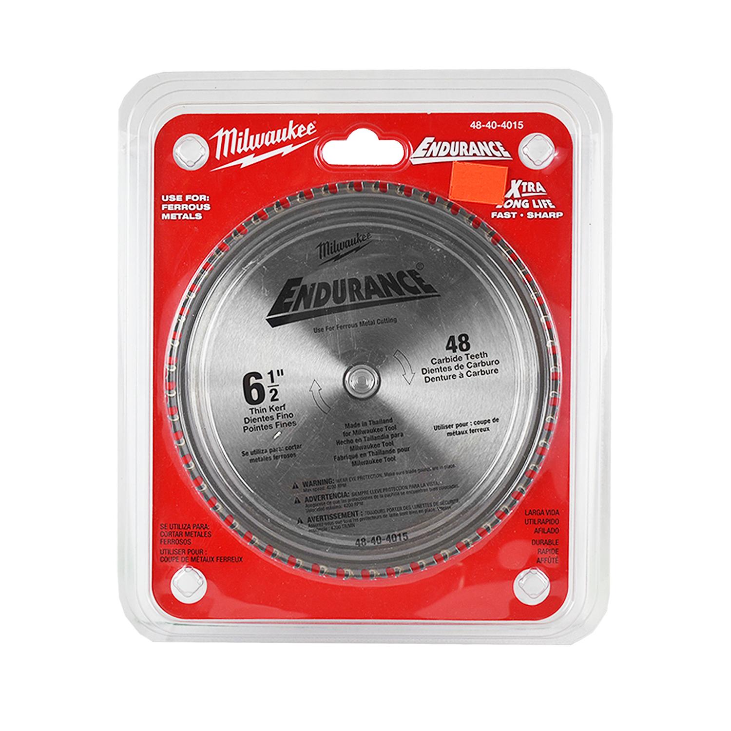 MILWAUKEE 48-80-4015 Hoja de sierra circular 6-1 / 2 "48 dientes de carburo (1 por paquete)