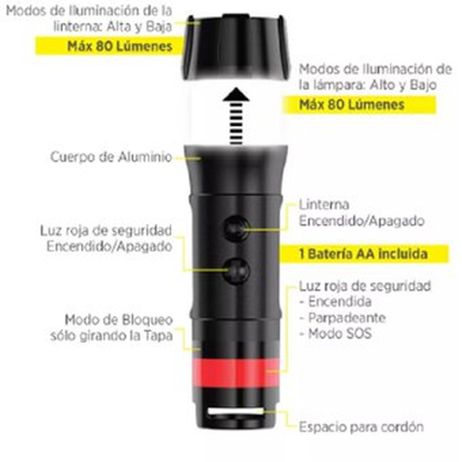 NITE IZE NIT-001-003 Mini Lampara 3 en 1 negra 80 Lúmenes