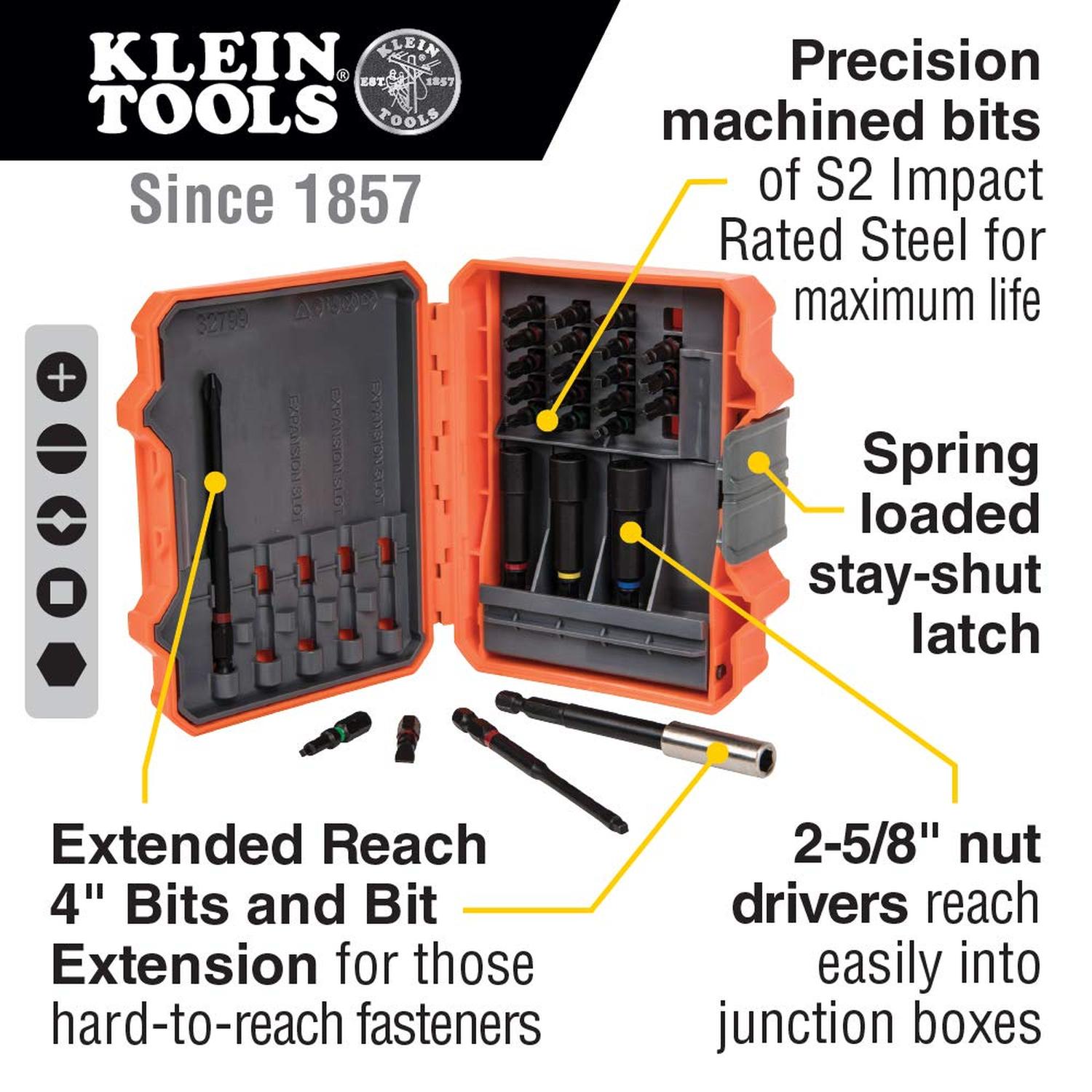 Klein Tools 32799 Juego de 26 puntas de impacto magneticas