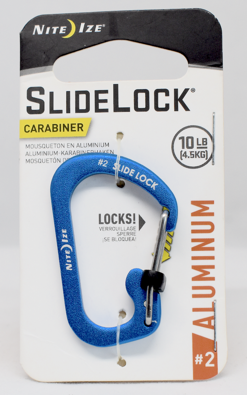 NITE IZE NIT-012-001 Mosquetón Aluminio Azul Seguro #2 Slide Lock