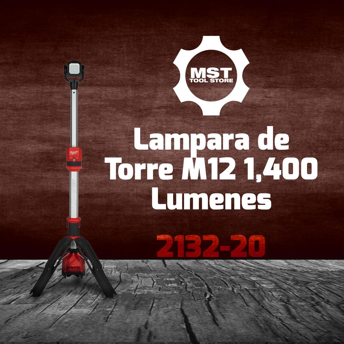 MILWAUKEE 2132-20 Lampara de torre M12 1,400 Lumenes