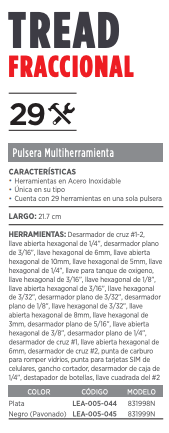 LEATHERMAN LEA-005-045 Pulsera Multiherramienta TREAD negra