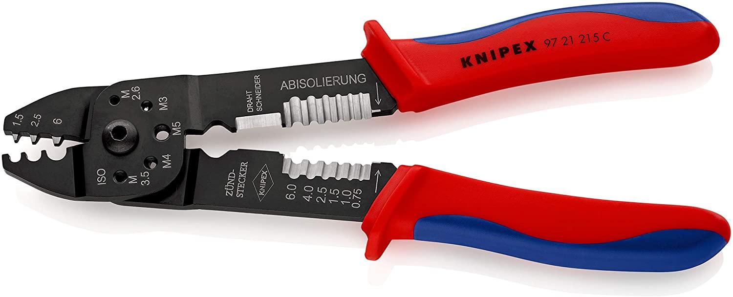 KNIPEX 97 21 215 C Alicate pelacables y ponchadoras de Terminales con Fundas en Dos Componentes